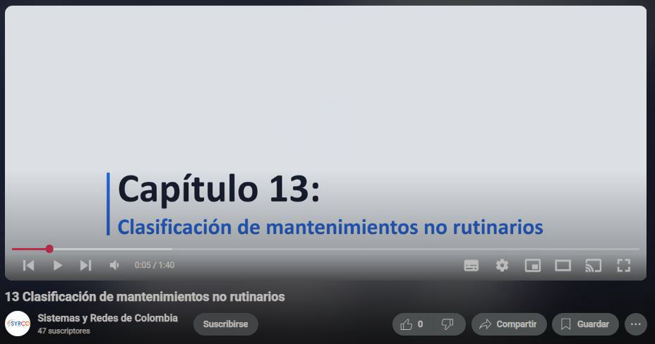 Clasificación de mantenimientos no rutinarios