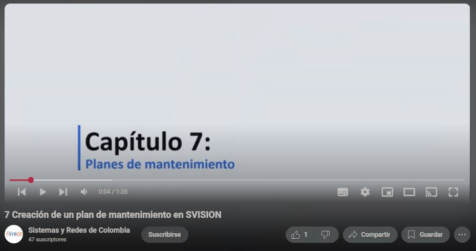 Creación de un plan de mantenimiento en SVISION